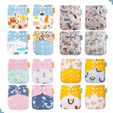 Imagem de Kit 24 Fraldas De Pano Ecológicas + 36 Absorventes + 1 Saco - Malana E