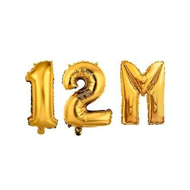 Imagem de Kit 3un Balão Metalizado Dourado 12M Instagram Facebook 1M - RT