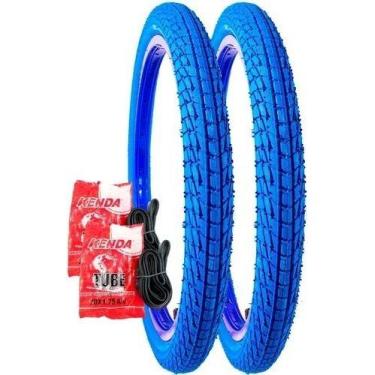 Imagem de Par Pneu Azul Aro 20x1.95 Bicicleta Kenda Bmx  2 Camara, Kontact