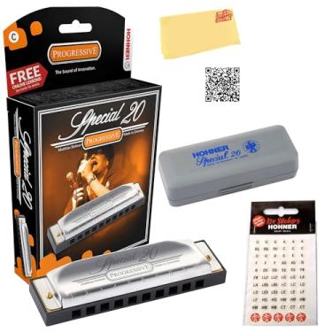 Imagem de Hohner 560 Special 20 Harmonica Bundle with Carrying Case, Key Stickers, Harmonica Beginner Manual, and Austin Bazaar Polishing Cloth - Key of D