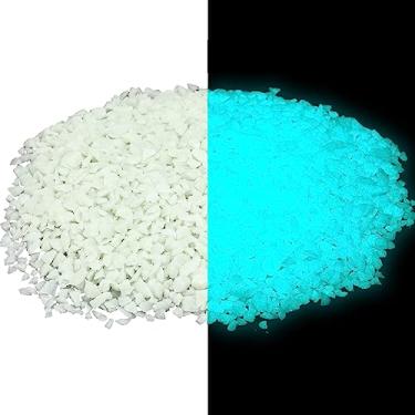 Imagem de Wesiti Cascalho que brilha no escuro, decorações fluorescentes que brilham no escuro rochas de aquário pedras decorativas de cascalho para jardim e sala de jardim estética, 300 g (3-5 mm, verde azul)
