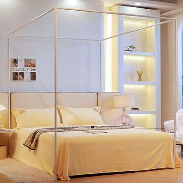 Imagem de AIKASY Estrutura de Cama de Dossel Premium para Camas King Size Da Califórnia, Postes de Metal Aprimorados, Suportes de Cama de Quatro Cantos, Ideal para Estruturas de Cama de Meta (Rei Da Califórnia)