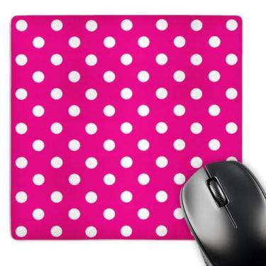 Imagem de 3dRose LLC Mouse pad com estampa de bolinhas magenta e branca de 20 x 20 x 0,6 cm (mp_24683_1)