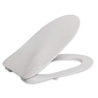 Imagem de Assento de vaso sanitário premium, tampa de vaso sanitário com dobradiça ajustável e fechamento macio para banheiro familiar (cor: branco)