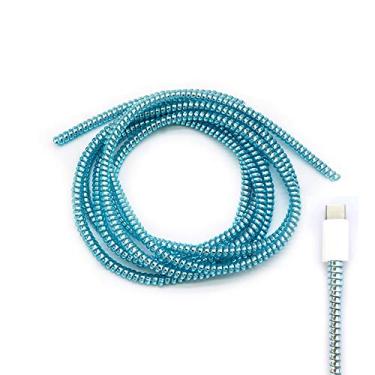 Imagem de Protetor de cabo para reparo de fios à prova de animais, protetor de cabo para animais de estimação, protetor de fone de ouvido, espiral, alívio de tensão, capa para telefone, cabo USB, 152 cm, 2