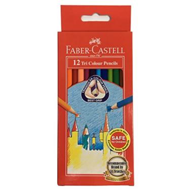 Imagem de Faber-Castell Lápis de cor tri/triangular de fácil aderência de 12 cores, pré-afiados para crianças e adultos, ideal para presentes de Natal (pacote com 12)