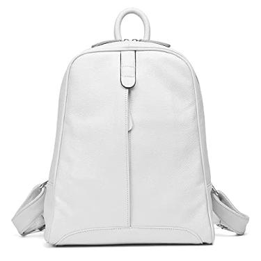 Imagem de Mochila feminina casual de couro fashion para notebook, casual, mochila, viagem, meninas, bolsas escolares, Mochila, Pure White, length*height*width=27x32x12cm