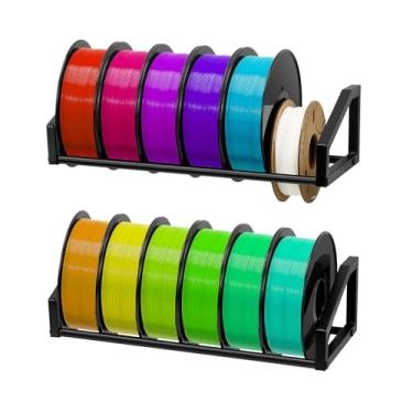 Imagem de ikkle Rack de armazenamento de filamentos para impressora 3D - Suporte de carretel de filamento resistente montado na parede, organizador de prateleira de metal de 2 camadas para PLA, ABS, TPU, nylon