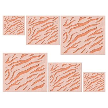 Imagem de Stencil Stop Estêncil de listras de tigre - reutilizável para projetos de bricolage, pintura, desenho, artesanato - Plástico Mylar de 14 Mil (pacote com 6 (5 cm, 7,6 cm e 10 cm, 2 cada))
