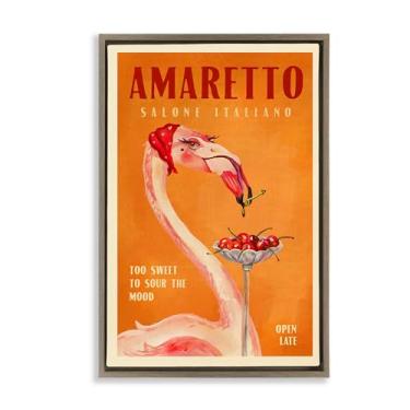 Imagem de Stupell Industries Arte de parede em tela flutuante vintage amaretto flamingo emoldurada por The Whiskey Ginger, moldura flutuante marrom, 53 x 78 cm
