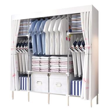 Imagem de Guarda-roupa Organizador de armazenamento de roupas durável, guarda-roupa simples, portátil, tecido, com divisória, empilhável, economiza espaço armário