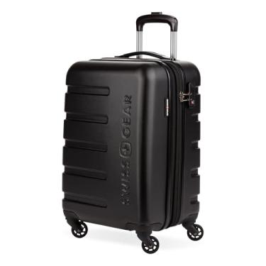 Imagem de SwissGear 7366 Mala Rígida Expansível com Rodas Giratórias, Preto, Carry-On 18-Inch, 7366 Bagagem expansível rígida com rodas giratórias
