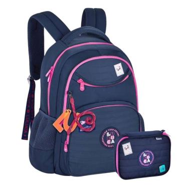 Imagem de Kit Mochila Costas Luluca Escolar Passeio Estojo 100 - Azul