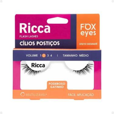 Imagem de Cílios Postiços Ricca Belliz Fox Eyes Poderoso Gatinho Vol:2 Médio Cód