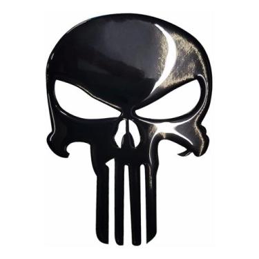 Imagem de Adesivo Caveira-Skull Justiceiro Moto Preta Com Fundo Branco - Geral