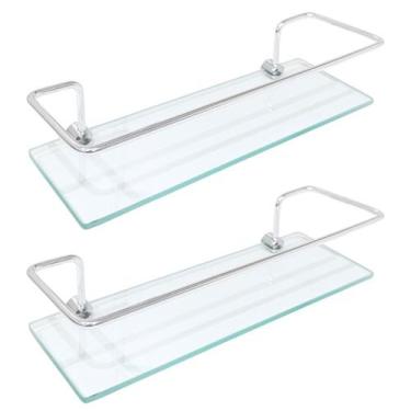 Imagem de Kit C/ 2 Porta Shampoo Reto Cromado Com Vidro Incolor - Montelar Acaba