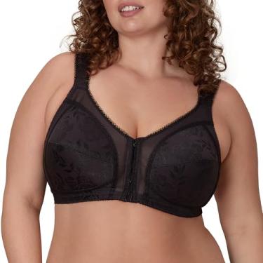 Imagem de Playtex Sutiã feminino 18 horas de fechamento frontal sem fio com costas flexíveis, sutiã de suporte de 4 vias, alças acolchoadas, Preto, 38C