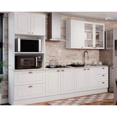 Imagem de Cozinha Completa 5 Peças Americana 1 Aéreo 2 Balcões 1 Paneleiro 1 Complemento Sem Pia Cz127 Branco