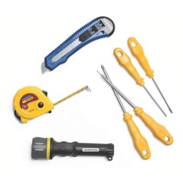 Imagem de Kit De Ferramentas Tramontina Com Trena Lanterna Estilete E Chaves De 