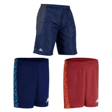 Imagem de Kit 3 Bermudas Kappa Treino Masculina - Marinho e Vermelho GG-Masculino