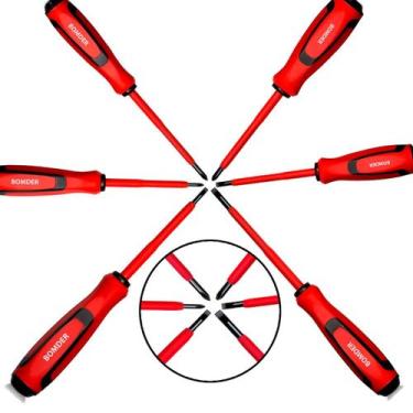 Imagem de Jogo De Chaves Fenda E Philips Isoladas Eletricista Kit Com 6pçs Bomde