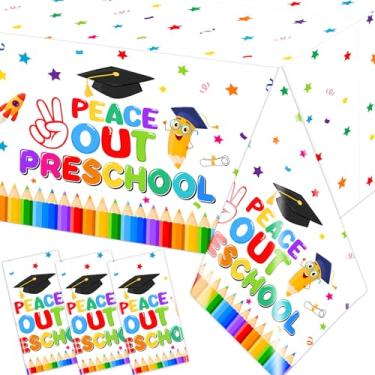 Imagem de Pymurod Toalha de mesa para festa de formatura pré-escolar (branca)