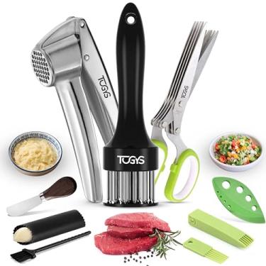 Imagem de TOGYS Conjunto De Utensílios De Cozinha Premium - Espremedor De Alho/Picador De Aço Inoxidável, Tesoura De Ervas, Amaciador De Carne E Utensílios Multifuncionais. À Prova De Ferrugem, Lavável Na Máq