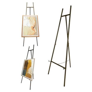 Imagem de JIANZHUO Cavaletes De Ferro Ajustáveis Para Artes E Ofícios, Suporte De Cavalete De Metal Com Suporte De Corrente Para Espelho, Cavaletes De Chão De 58 Polegadas Para Exibição De Placa De Casamento