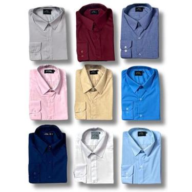 Imagem de KIT 09 peças - Camisa Social Manga Longa Slim e Tipo Linho (sem preto 