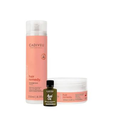 Imagem de Kit Cadiveu Essentials Hair Remedy Shampoo Máscara e Açaí Oil (3 produtos)