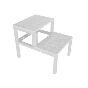 Imagem de Escada Multiusos Com 2 Degraus, Capacidade Para 200 Kg AçO Carbono Altura 34 Cm(Ferragem Branca Degrau Branco)