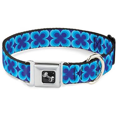 Imagem de Buckle-Down Coleira para cães com fivela de cinto de segurança – quatro pontos azul-royal/azul – 2,54 cm de largura – serve para pescoço de 38,12 a 66,04 cm – Grande
