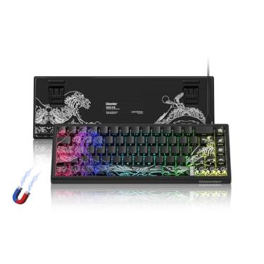 Imagem de Womier Teclado de gatilho rápido M68 HE V2 60%, teclado para jogos Hall Effect Kanagawa, teclado mecânico personalizado RGB com fio com interruptor magnético, teclas PBT para Mac/Win-Black 3.0
