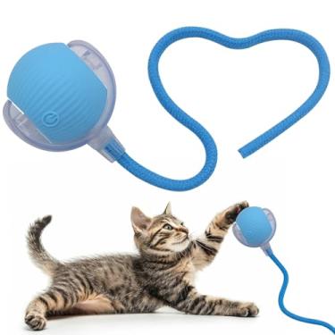 Imagem de Bola de brinquedo interativa para cães e gatos, pequena e automática, rolando, divertida, com luz de LED e cauda de corda para ativação por movimento, presente de filhote de gatinho fofo, suprimentos