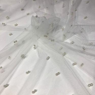 Imagem de Tecido Tule 100% Poliester com 2 Pérolas Off White - Ribnits