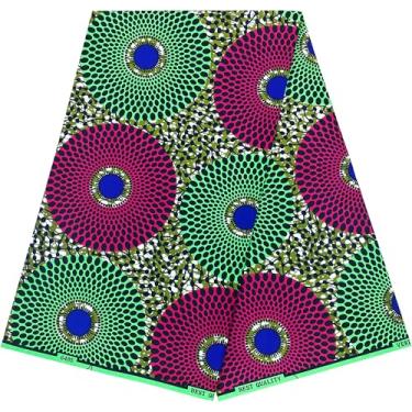 Imagem de HongyuAmy Tecido de impressão africana Tecido tribal Ankara Tecido de cera Kente Tecido de poliéster de 3 jardas (A2)