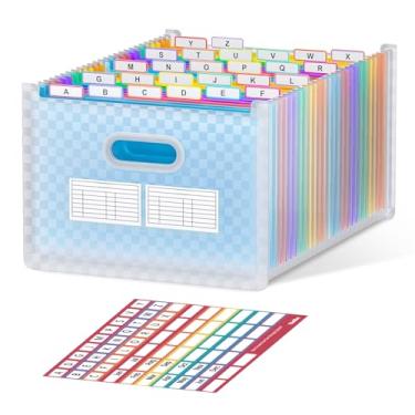 Imagem de ThinkTex Pasta de arquivo expansível com 26 bolsos, parte superior vertical e aberta, abas coloridas A-Z, pasta sanfonada de maior capacidade, tamanho carta/A4 para escola, casa e escritório - azul