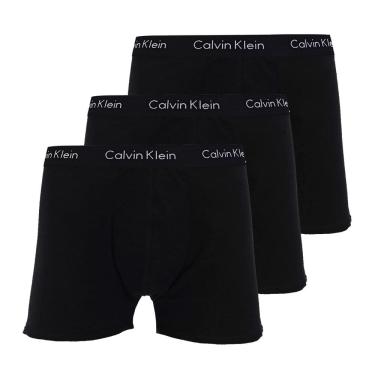 Imagem de Kit C/ 3 Cuecas Calvin Klein Boxer Plus Size Trunk Classic Preta Elástico Preto MAS2666PS