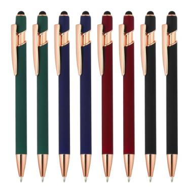 Imagem de PATIKIL Caneta esferográfica de tinta preta, pacote com 8 canetas de metal torcidas de diamante de cristal de 1,0 mm, ponta média para anotações, diário, várias cores