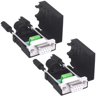 Imagem de YARCHONN Placa de breakout de conector sem solda DB9 RS232 D-SUB 9 pinos serial para RXD TXD GND 235 bloco de terminais adaptador com capa 2 pacotes (fêmea)