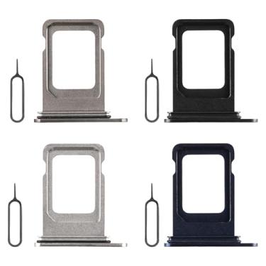 Imagem de Risidamoy Substituição para iPhone 15 Pro 15 Pro Max 4 cores da bandeja do cartão SIM (versão SIM duplo) Substituir com pino de ejeção aberto Modelo: A2848 A2849 (preto branco azul natural titânio)