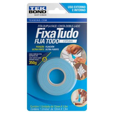 Imagem de Fita Dupla Face Espuma Fixa Tudo 12mm X 1,5 M Tekbond 350g