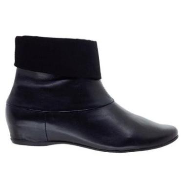 Imagem de Bota Cano Curto Feminina Couro Arezzo A02166 Preta-Feminino
