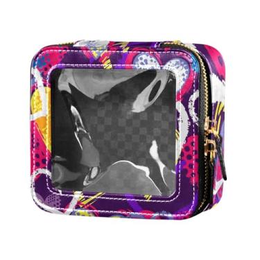 Imagem de Fitrendlovey Bolsa de cosméticos com zíper e design de claraboia, organizador portátil de couro PU para necessidades de viagem femininas, T1, one size