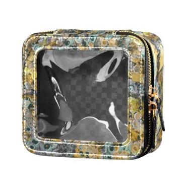 Imagem de Fitrendlovey Bolsa de maquiagem portátil com zíper com design de claraboia grande para artigos de higiene pessoal e cosméticos de viagem, T9, one size