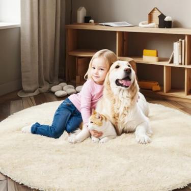 Imagem de Tapetes circulares super macios para meninas, castelo de princesa, barraca de brincar, 5 diâmetros, tapetes circulares para quarto de crianças, decoração de quarto de bebê, tapetes redondos felpudos