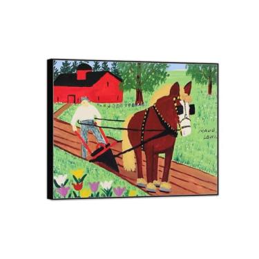 Imagem de MUHJDYC Quadro preto pinturas famosas impressão em tela-primitivismo tela arte de parede imagem-paisagem reprodução de pôster de belas artes (arado de fazendeiro com cavalo) 50x60cm-19x23in