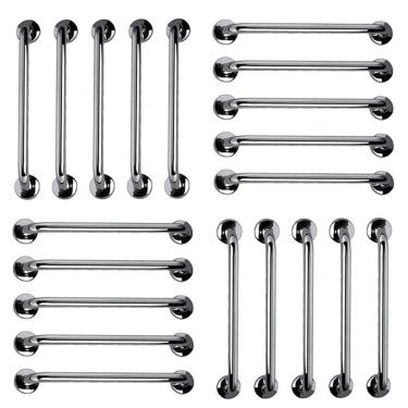 Imagem de Barra de Apoio Aço Inox 40cm Kit 20 Unidades Banheiro Box Idoso Acessibilidade Deficiente Segurança Corrimao Escada Suporte Resistente