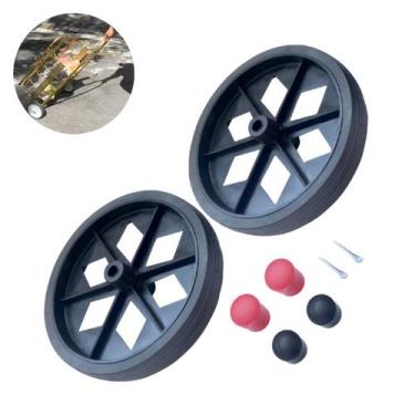 Imagem de Conjunto 2 Roda Para Carrinho De Feira Comum Pneu Maciço Eixo 9mm - Da