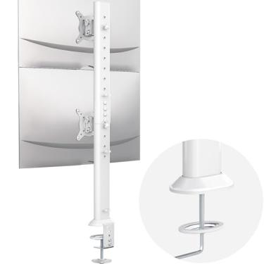 Imagem de Hemudu Suporte De Mesa Articulado Para Dois Monitores - Tela Vertical Empilhável Computador 13 A 34 Polegadas Com Braçadeira C, Branco